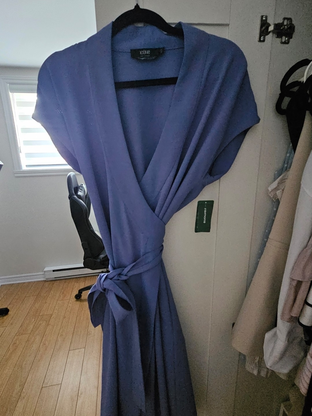 ICONE Blue Wrap Dress with Waist Tie